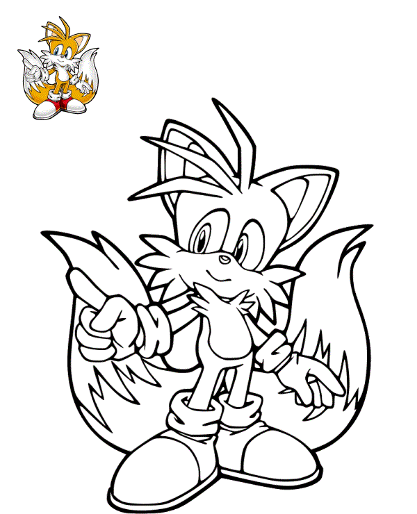 Coloriage Tails Qui Peut Voler - Sonic à imprimer